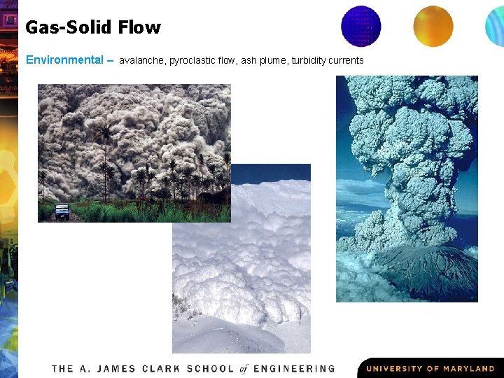 Gas-Solid Flow Environmental – avalanche, pyroclastic flow, ash plume, turbidity currents 