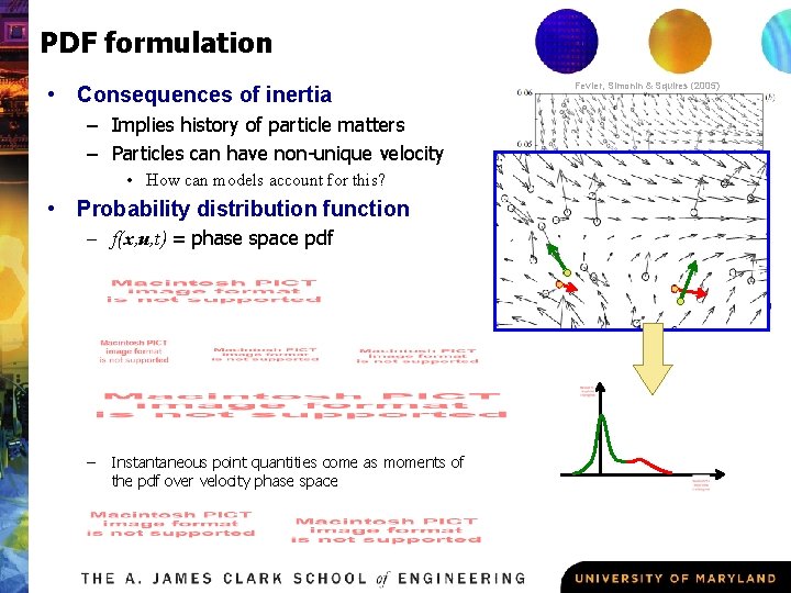 PDF formulation • Consequences of inertia – Implies history of particle matters – Particles
