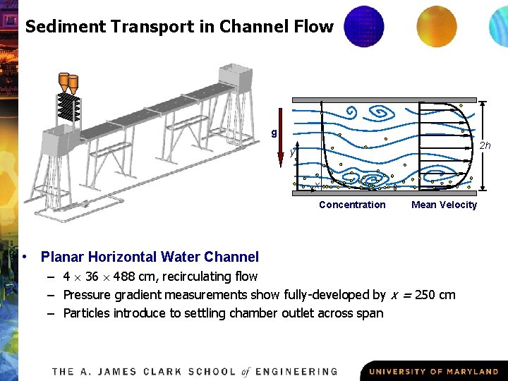 Sediment Transport in Channel Flow g 2 h y x Concentration Mean Velocity •