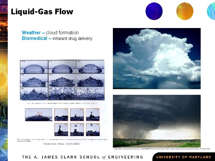 Liquid-Gas Flow Weather – cloud formation Biomedical – inhalant drug delivery Vukasinovic, Glezer, Smith