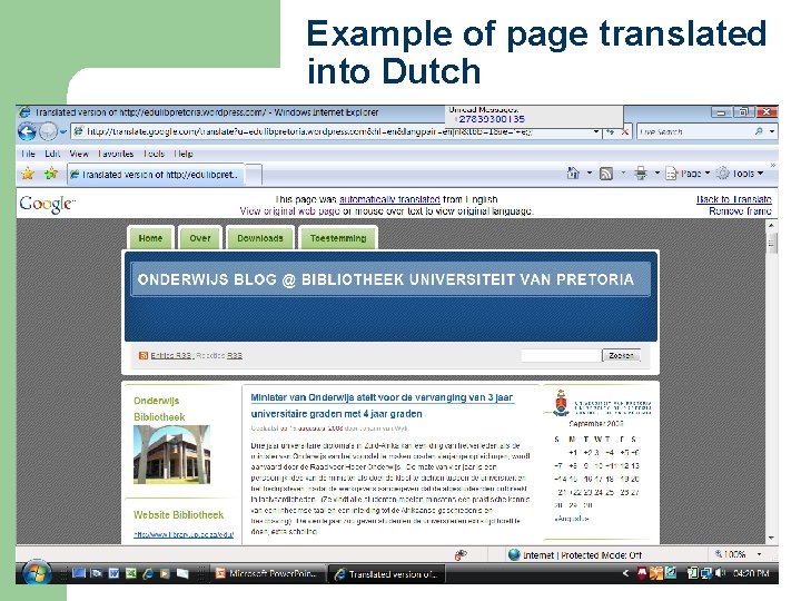Example of page translated into Dutch 