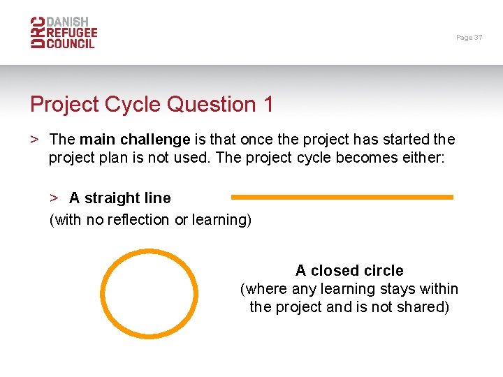 Page 37 Project Cycle Question 1 > The main challenge is that once the
