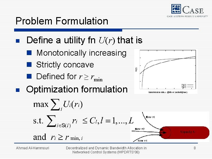 Problem Formulation n Define a utility fn U(r) that is n Monotonically increasing n