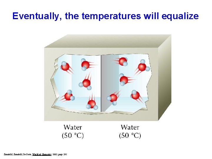 Eventually, the temperatures will equalize Zumdahl, De. Coste, World of Chemistry 2002, page 291