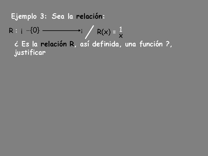 Ejemplo 3: Sea la relación: ¿ Es la relación R, así definida, una función