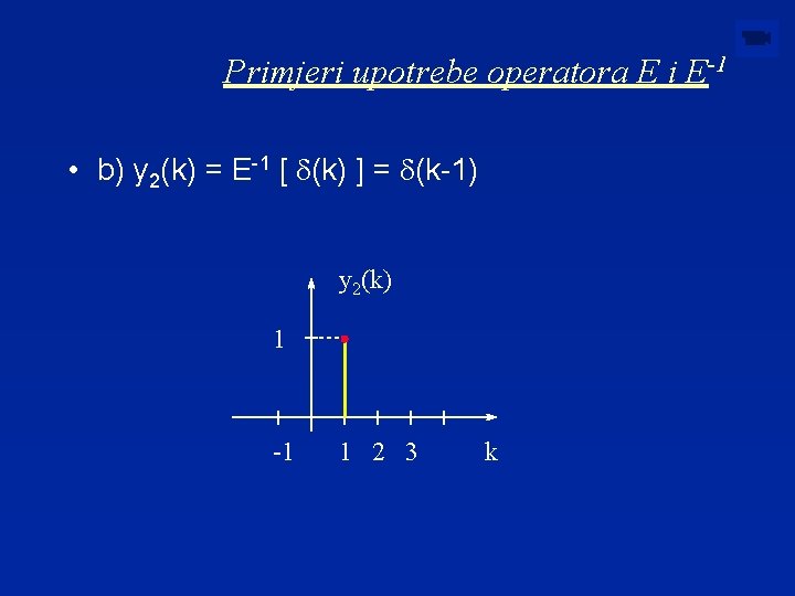 Primjeri upotrebe operatora E i E-1 • b) y 2(k) = E-1 [ d(k)