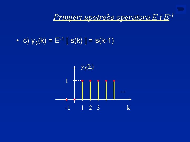 Primjeri upotrebe operatora E i E-1 • c) y 3(k) = E-1 [ s(k)