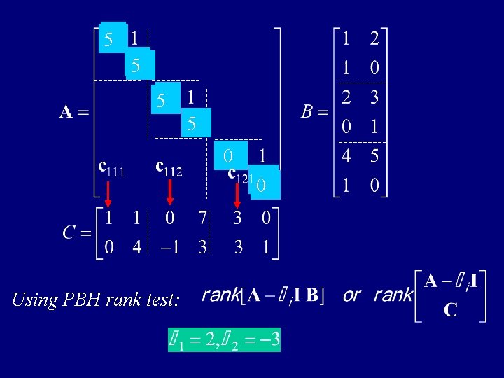 50 05 50 50 -5 0 Using PBH rank test: 