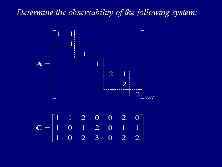 Determine the observability of the following system: 