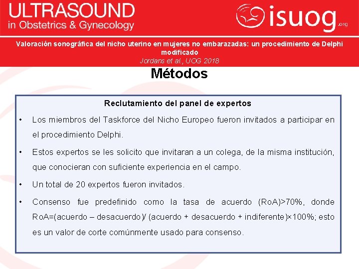 Valoración sonográfica del nicho uterino en mujeres no embarazadas: un procedimiento de Delphi modificado