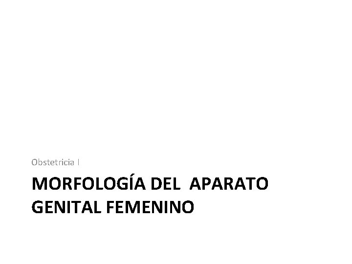 Obstetricia I MORFOLOGÍA DEL APARATO GENITAL FEMENINO 