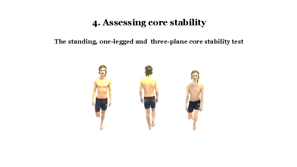 4. Assessing core stability The standing, one-legged and three-plane core stability test 