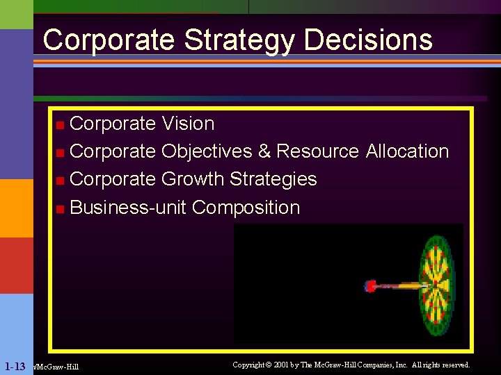 Corporate Strategy Decisions Corporate Vision n Corporate Objectives & Resource Allocation n Corporate Growth