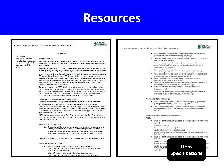 Resources Item Specifications 