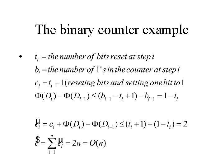 The binary counter example • 