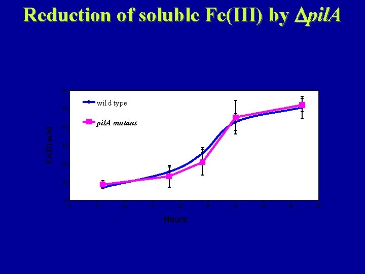 Reduction of soluble Fe(III) by pil. A 60 wild type Fe(II) m. M 50