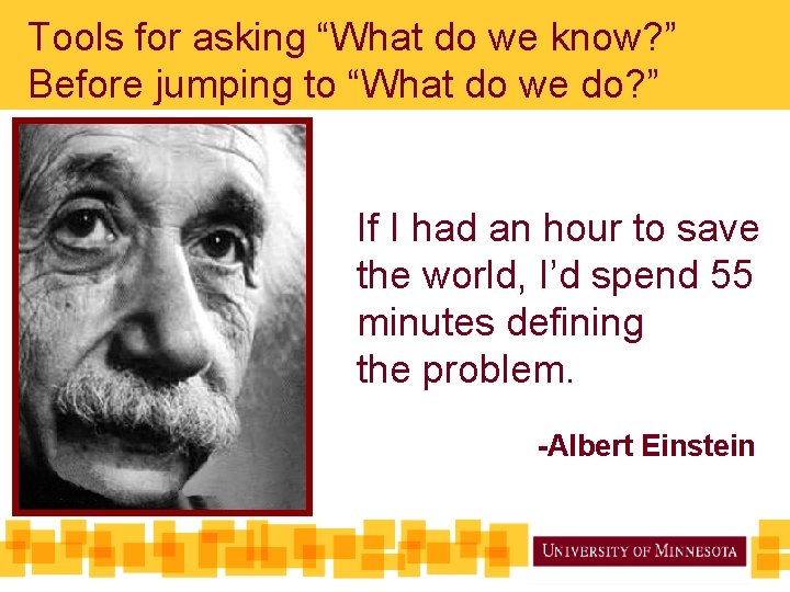 Tools for asking “What do we know? ” Before jumping to “What do we