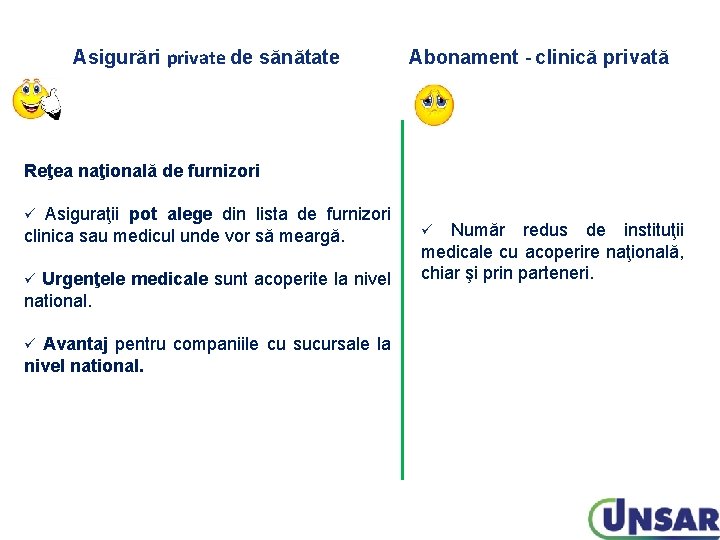 Asigurări private de sănătate Abonament - clinică privată Reţea naţională de furnizori Asiguraţii pot Asigurări private de sănătate Abonament - clinică privată Reţea naţională de furnizori Asiguraţii pot