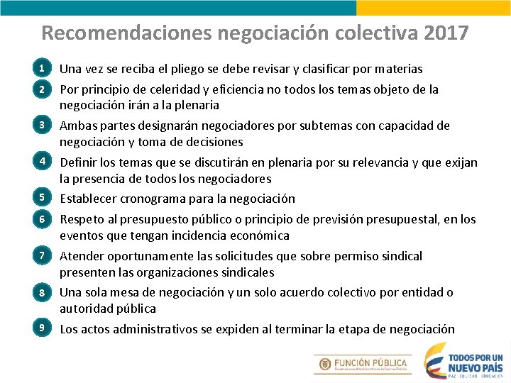 Recomendaciones negociación colectiva 2017 1 • Una vez se reciba el pliego se debe