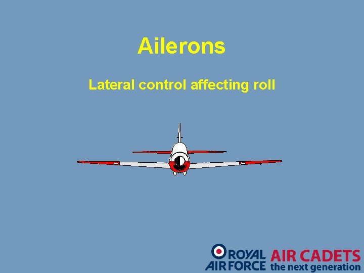 Ailerons Lateral control affecting roll 