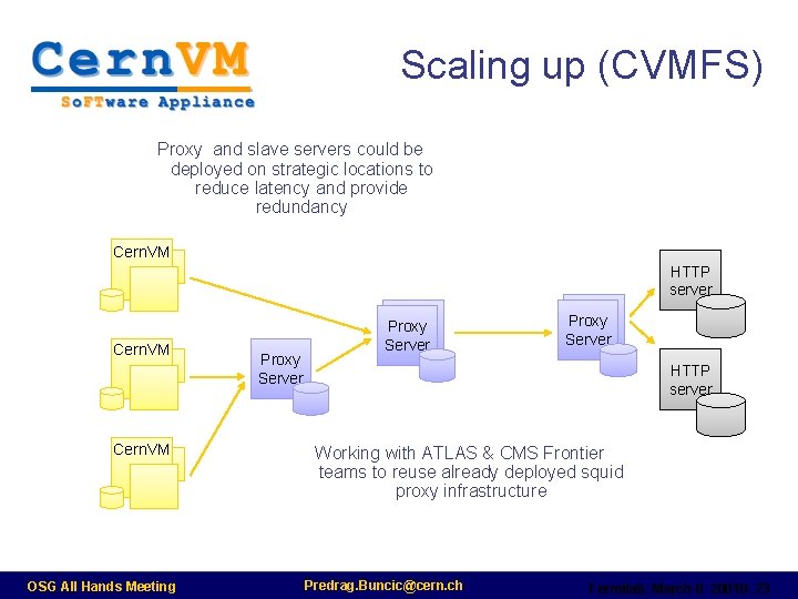 Scaling up (CVMFS) Proxy and slave servers could be deployed on strategic locations to