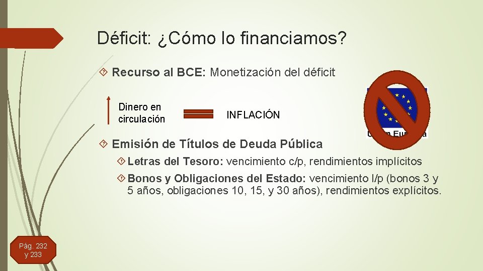 Déficit: ¿Cómo lo financiamos? Recurso al BCE: Monetización del déficit Dinero en circulación INFLACIÓN