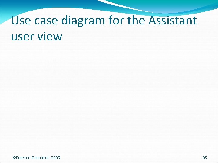 Use case diagram for the Assistant user view ©Pearson Education 2009 35 