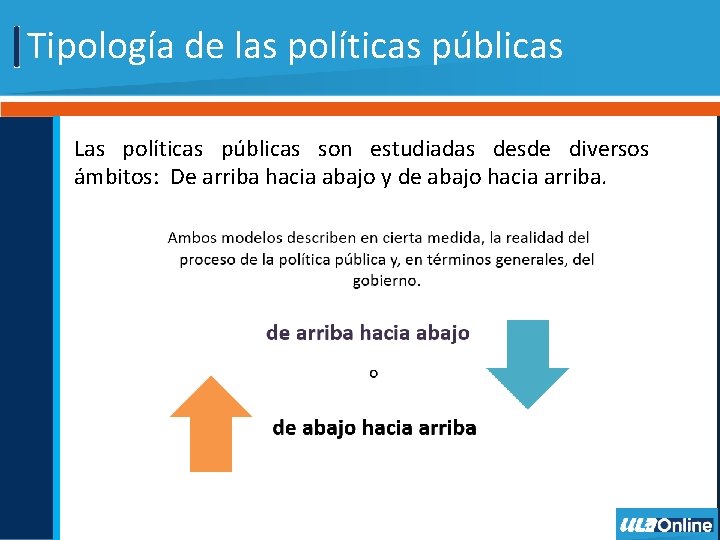 Tipología de las políticas públicas Las políticas públicas son estudiadas desde diversos ámbitos: De