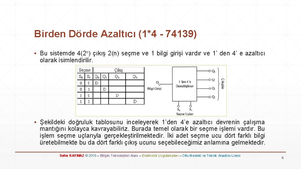 Birden Dörde Azaltıcı (1*4 - 74139) ▪ Bu sistemde 4(2 n) çıkış 2(n) seçme