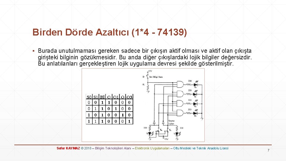 Birden Dörde Azaltıcı (1*4 - 74139) ▪ Burada unutulmaması gereken sadece bir çıkışın aktif