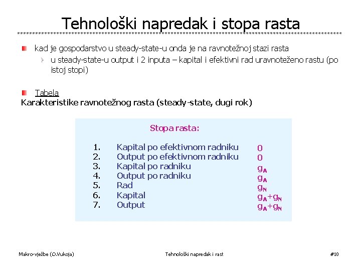 Tehnološki napredak i stopa rasta kad je gospodarstvo u steady-state-u onda je na ravnotežnoj