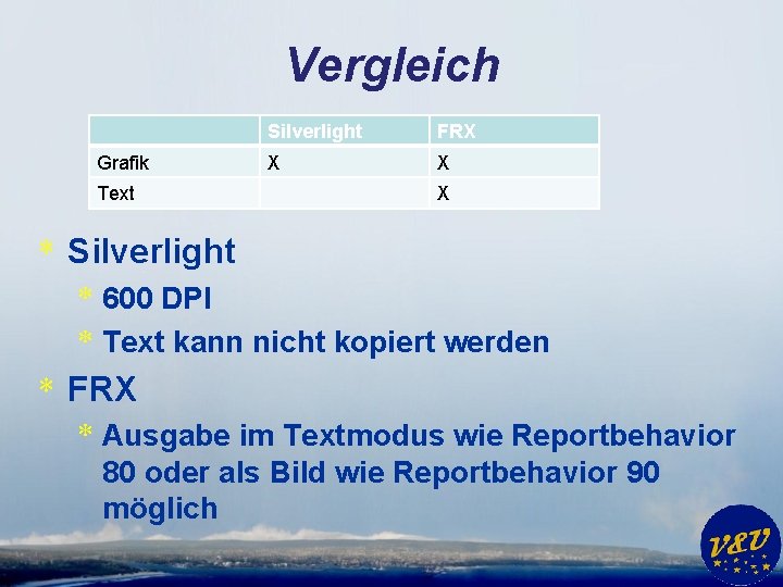 Vergleich Grafik Text Silverlight FRX X * Silverlight * 600 DPI * Text kann