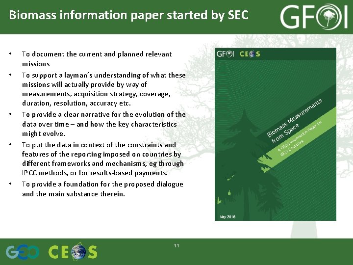 Biomass information paper started by SEC • • • To document the current and