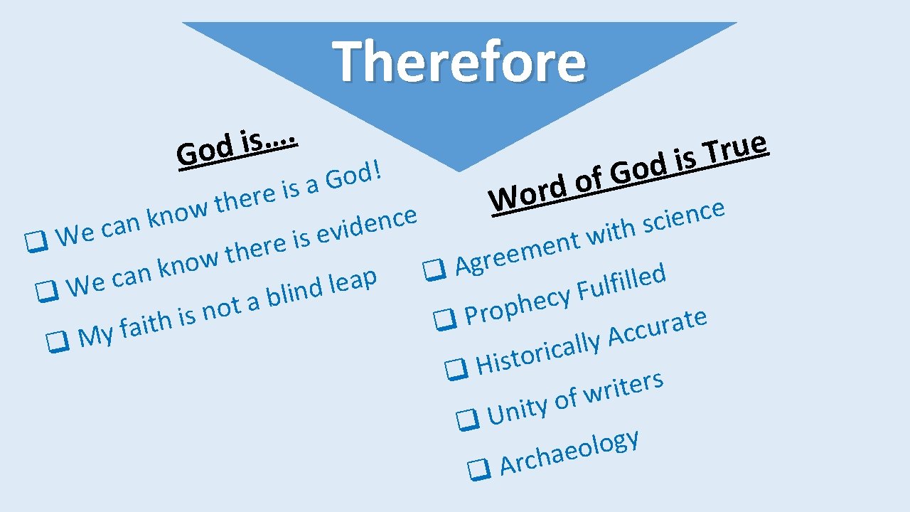 Therefore. … s i God e u r T s i d o !