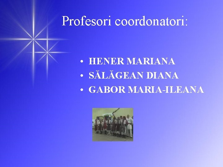 Profesori coordonatori: • HENER MARIANA • SĂLĂGEAN DIANA • GABOR MARIA-ILEANA 