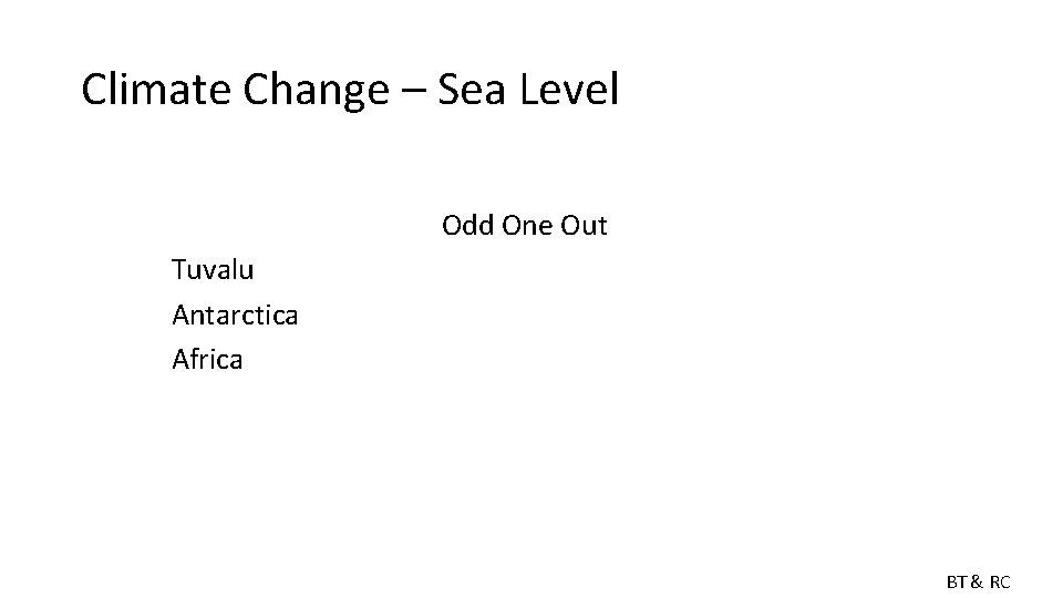 Climate Change – Sea Level Odd One Out Tuvalu Antarctica Africa BT & RC