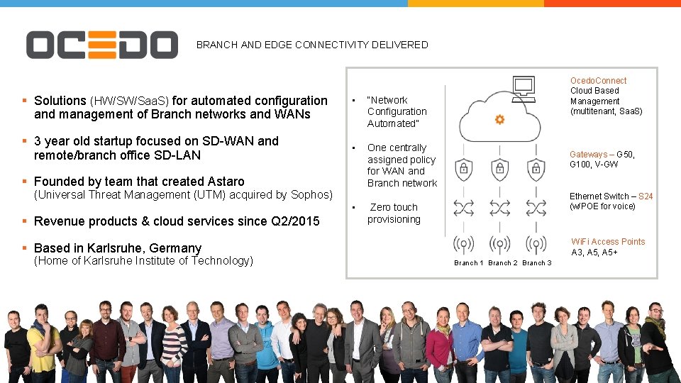BRANCH AND EDGE CONNECTIVITY DELIVERED § Solutions (HW/SW/Saa. S) for automated configuration and management BRANCH AND EDGE CONNECTIVITY DELIVERED § Solutions (HW/SW/Saa. S) for automated configuration and management