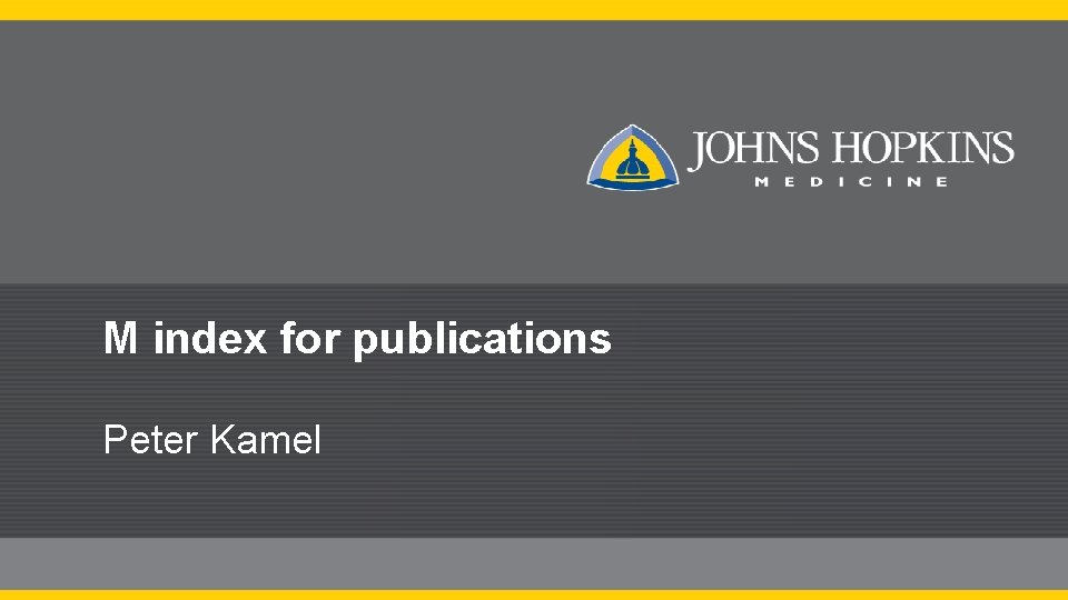 M index for publications Peter Kamel 