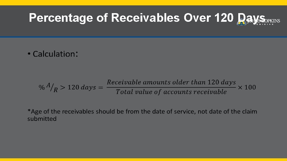 Percentage of Receivables Over 120 Days • 