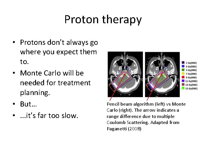 Proton therapy • Protons don’t always go where you expect them to. • Monte
