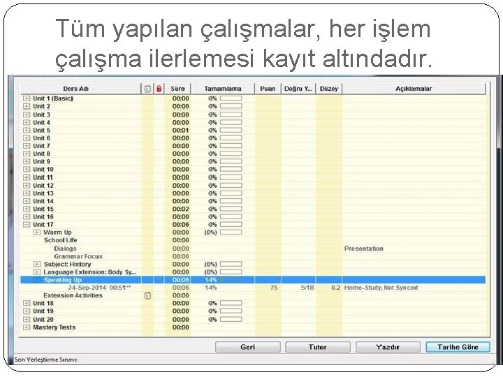 Tüm yapılan çalışmalar, her işlem çalışma ilerlemesi kayıt altındadır. 