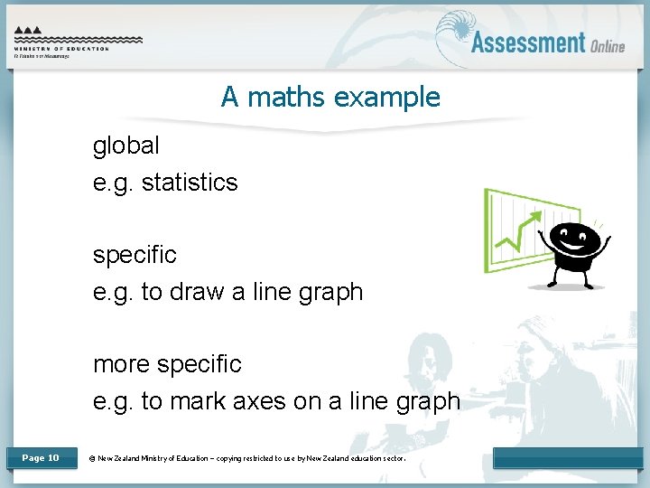 A maths example global e. g. statistics specific e. g. to draw a line