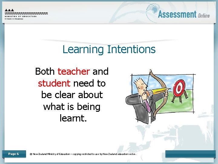 Learning Intentions Both teacher and student need to be clear about what is being
