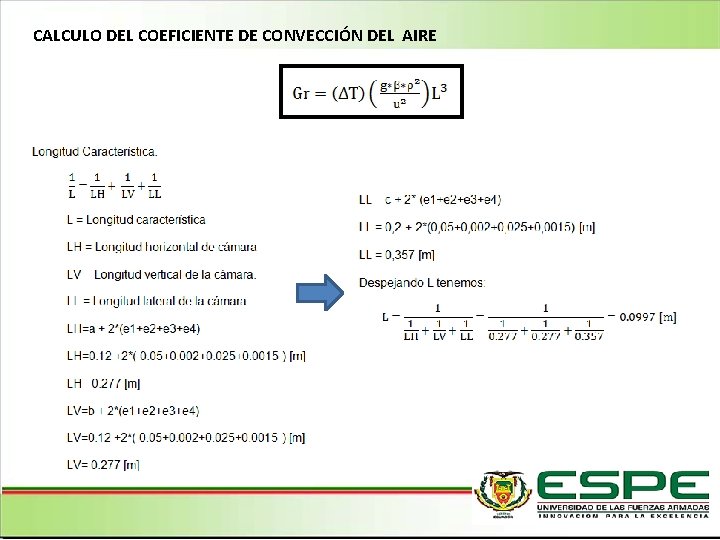 CALCULO DEL COEFICIENTE DE CONVECCIÓN DEL AIRE 