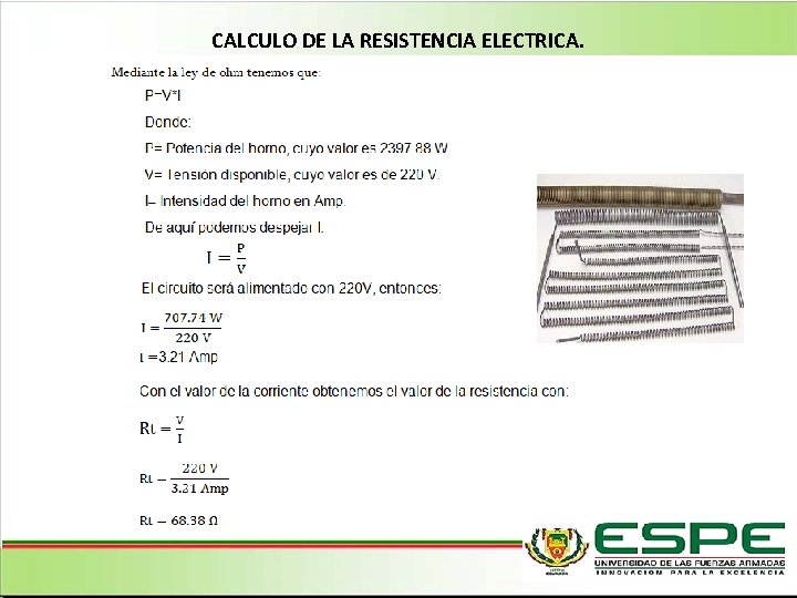 CALCULO DE LA RESISTENCIA ELECTRICA. 