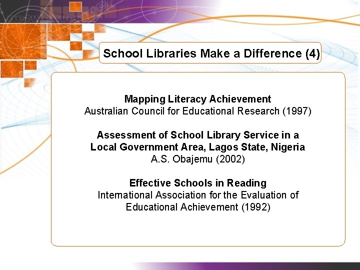 School Libraries Make a Difference (4) Mapping Literacy Achievement Australian Council for Educational Research