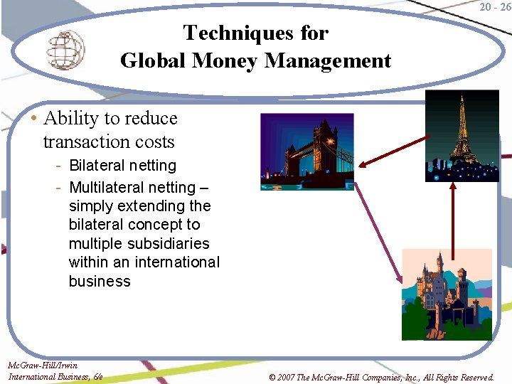 20 - 26 Techniques for Global Money Management • Ability to reduce transaction costs