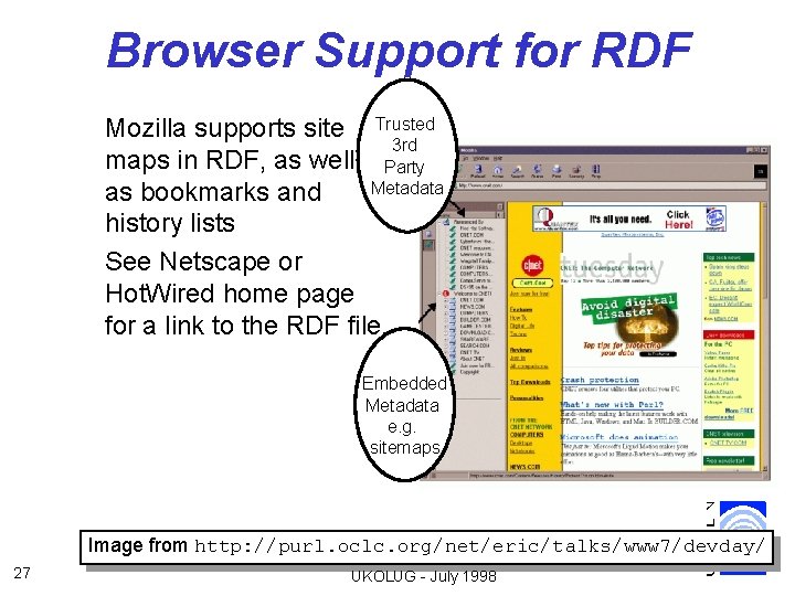 Browser Support for RDF Mozilla supports site Trusted 3 rd maps in RDF, as