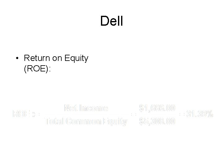 Dell • Return on Equity (ROE): 