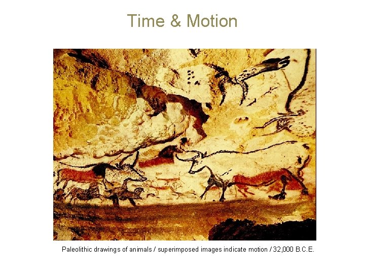 Time & Motion Paleolithic drawings of animals / superimposed images indicate motion / 32,
